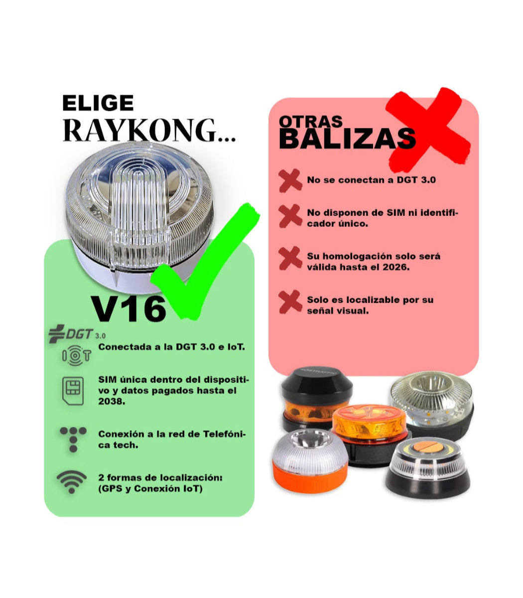 Baliza V16 con geolocalización homologada por la DGT