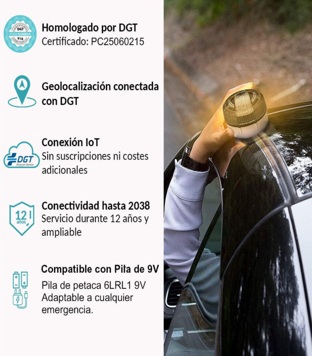 Baliza V16 con geolocalización homologada por la DGT